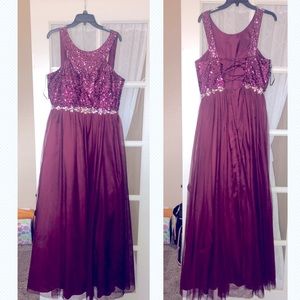 Masquerade Plum corset back gown